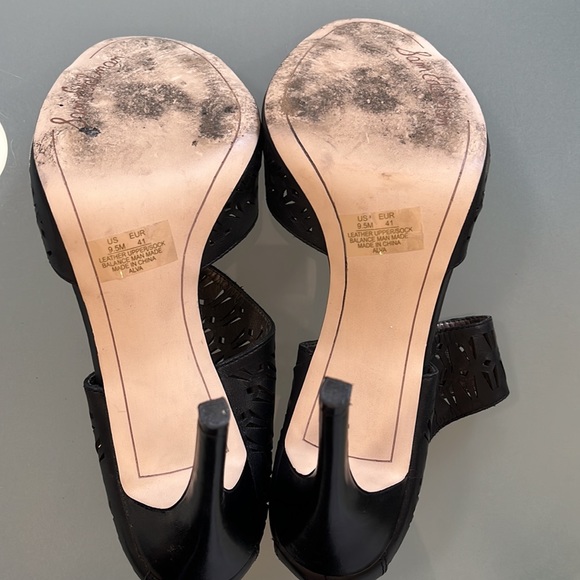Sam Edelman “Alva” black leather open toe 4.25” heel - Picture 5 of 5
